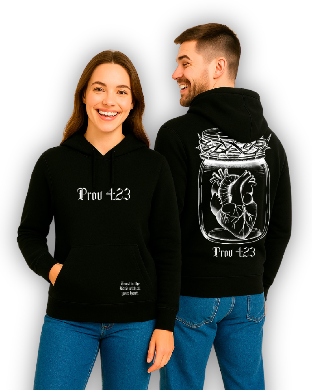 Moletom Canguru Com Capuz Preto Guarda Teu Coração Prov 4:23