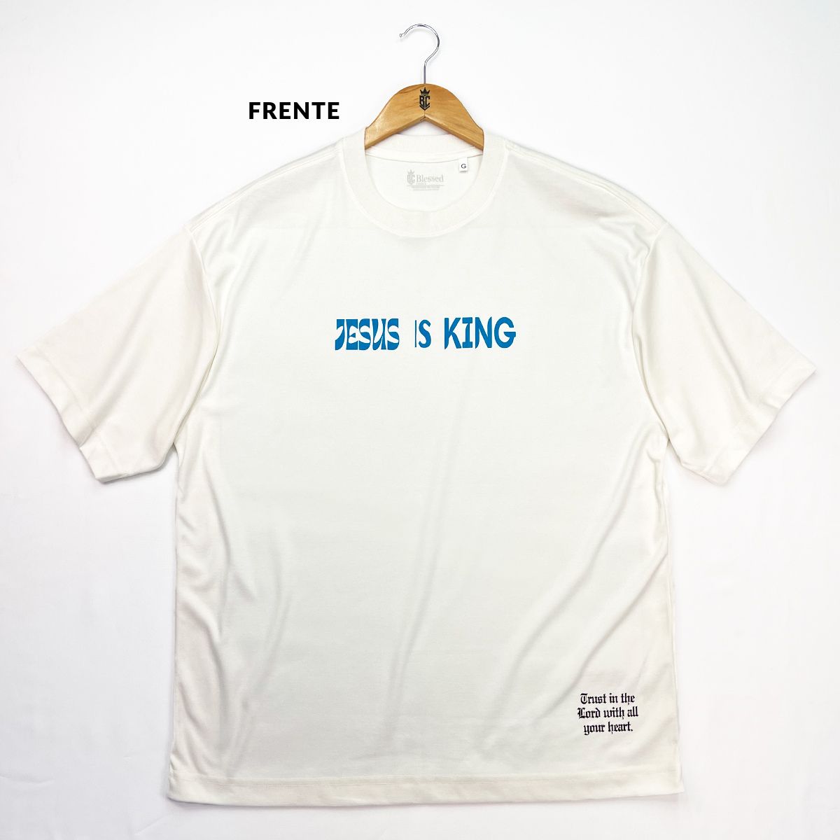 Oversized Off White Full Jesus Is King Azul