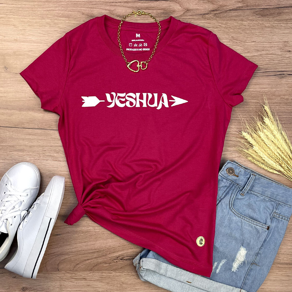 Camiseta Feminina Pink Yeshua Flecha