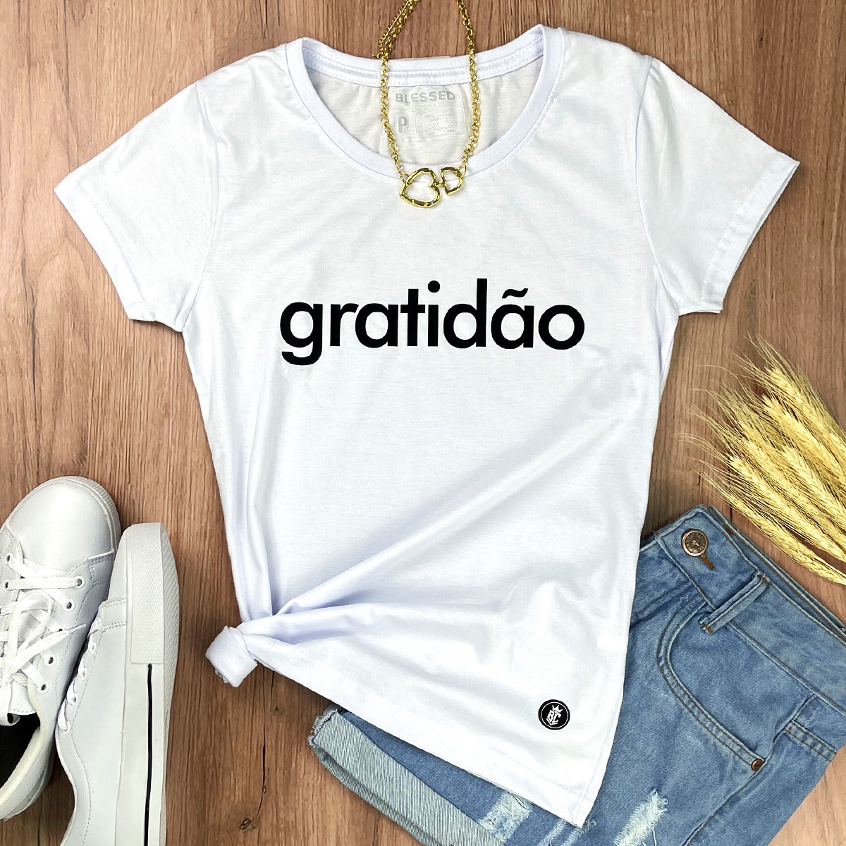 Camiseta Feminina Branca Gratidão