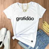 Camiseta Feminina Branca Gratidão