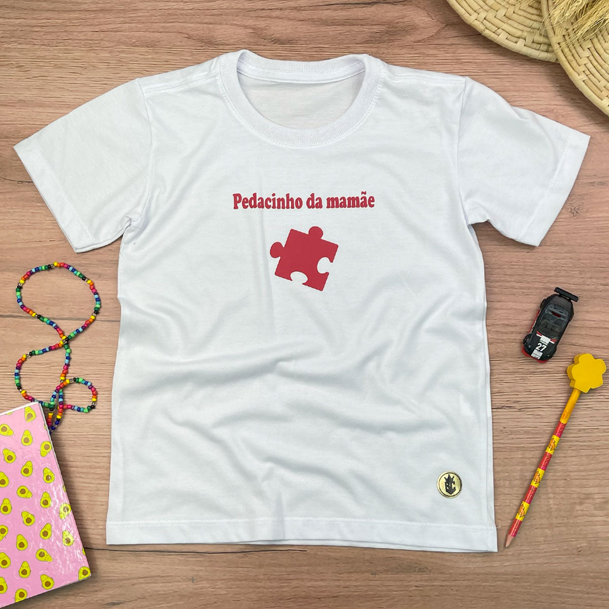 T-Shirt Infantil Branca Pedacinho da Mamãe