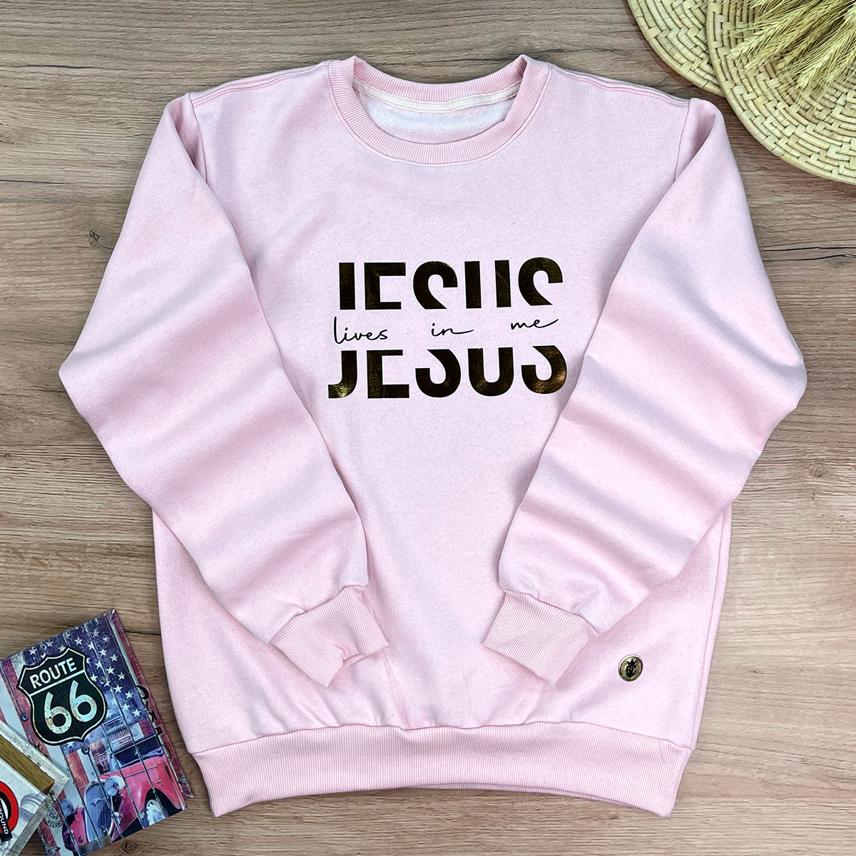 Moletom Rosa Jesus Cristo Lives in Me