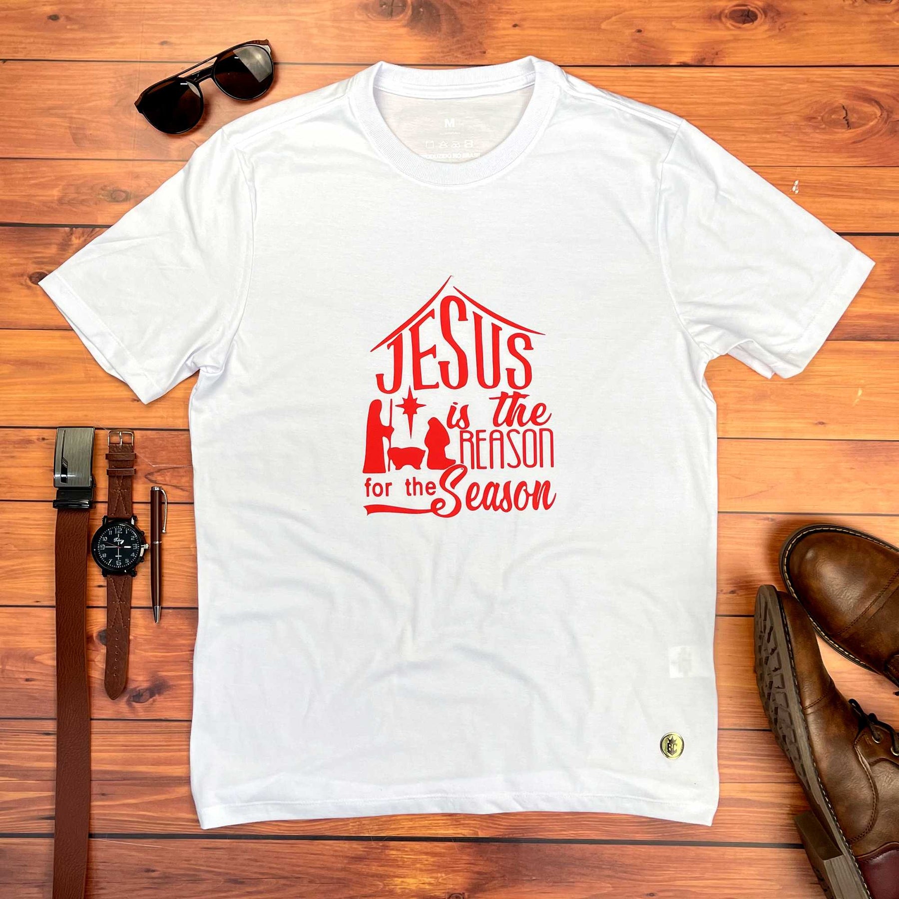 Camiseta Masculina Branca Jesus Is The Reason For The Casa