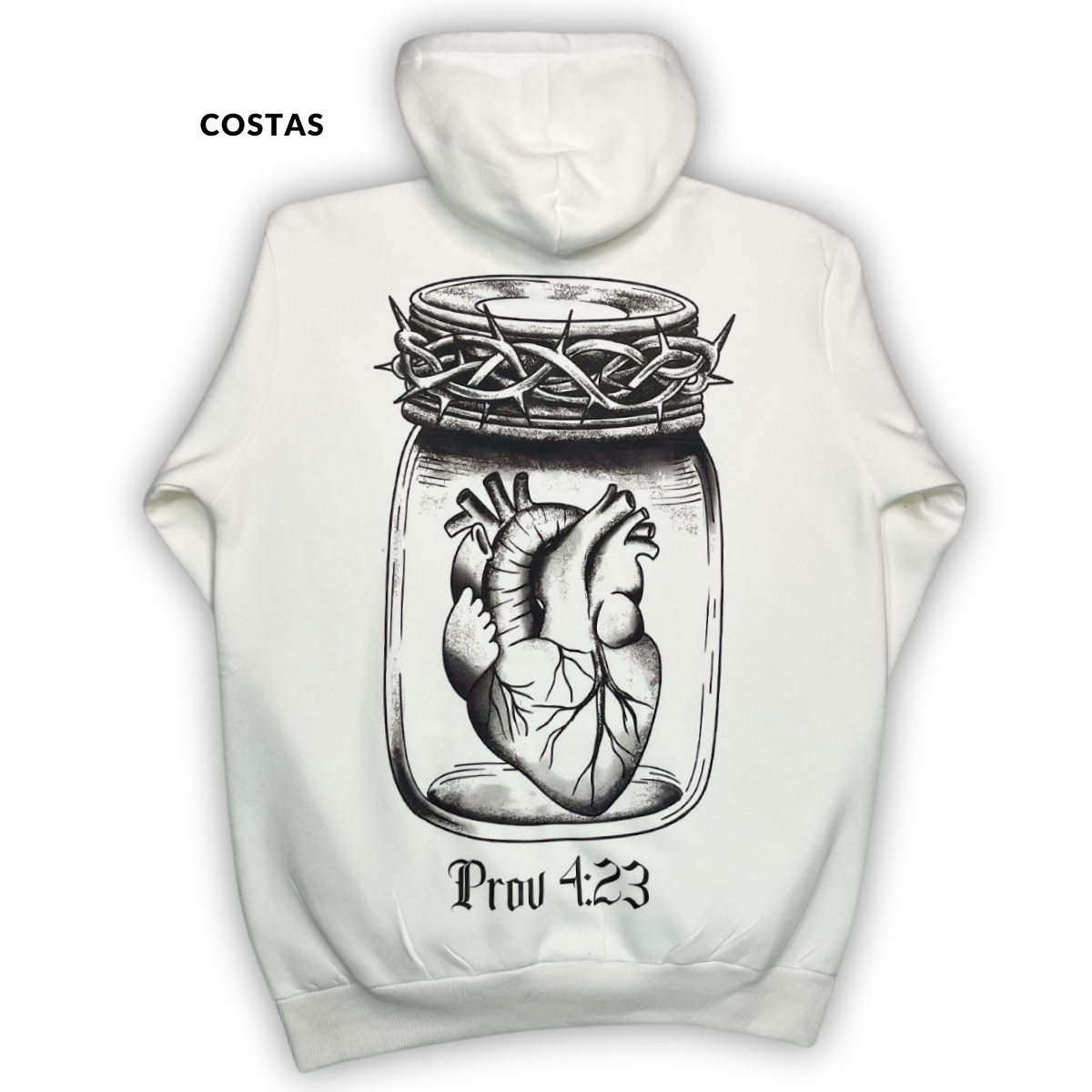 Moletom Canguru Com Capuz Off White Guarda Teu Coração Prov 4:23
