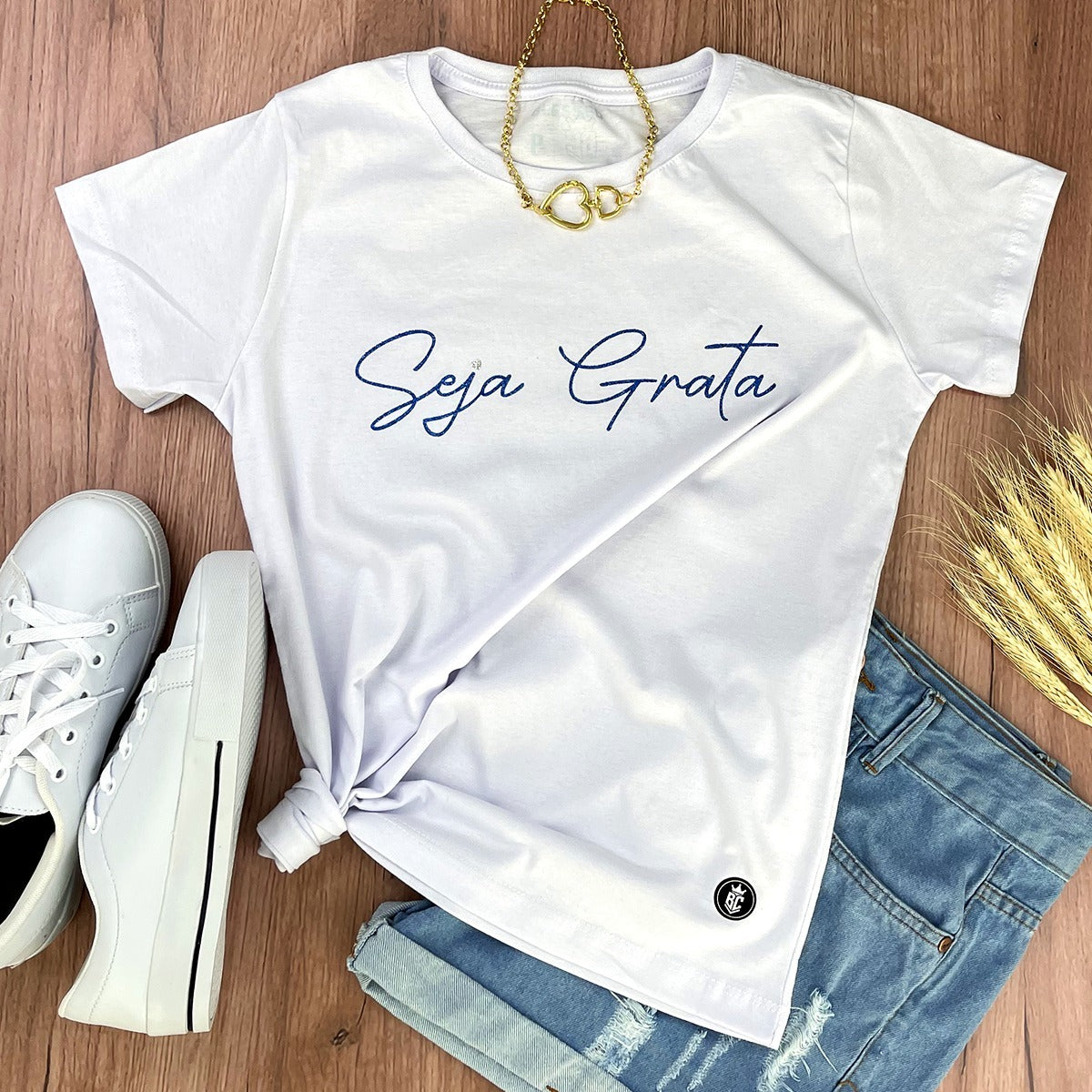 Camiseta Feminina Branca Seja Grata