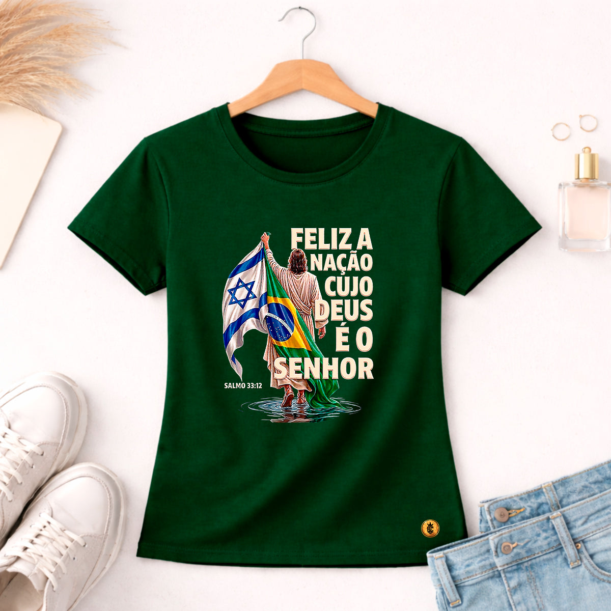 Camiseta Feminina Verde Brasil Feliz é a Nação