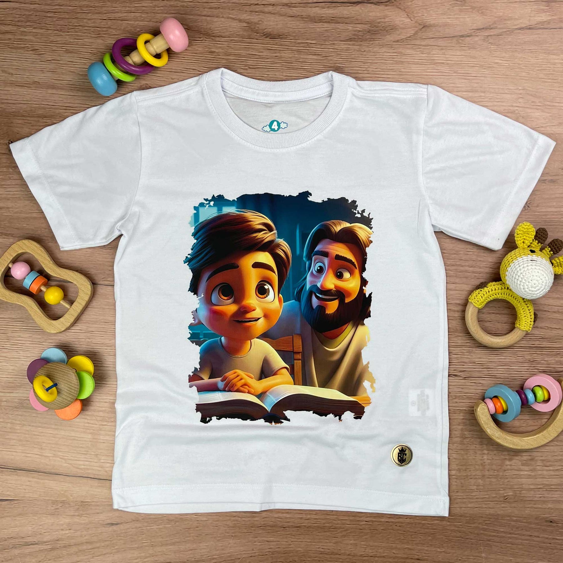T-Shirt Infantil Branca Amigo Jesus