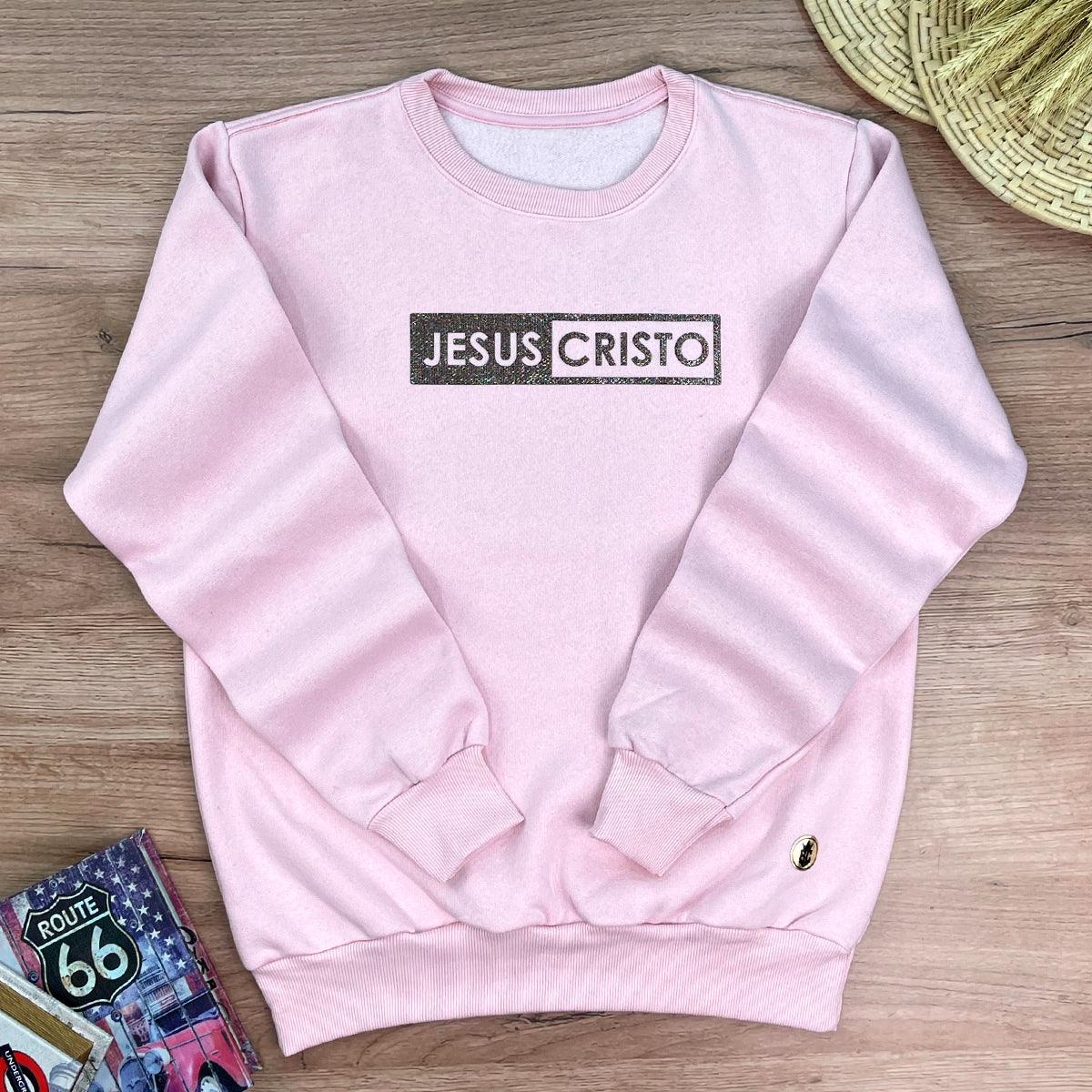 Moletom Rosa Jesus Cristo Glitter