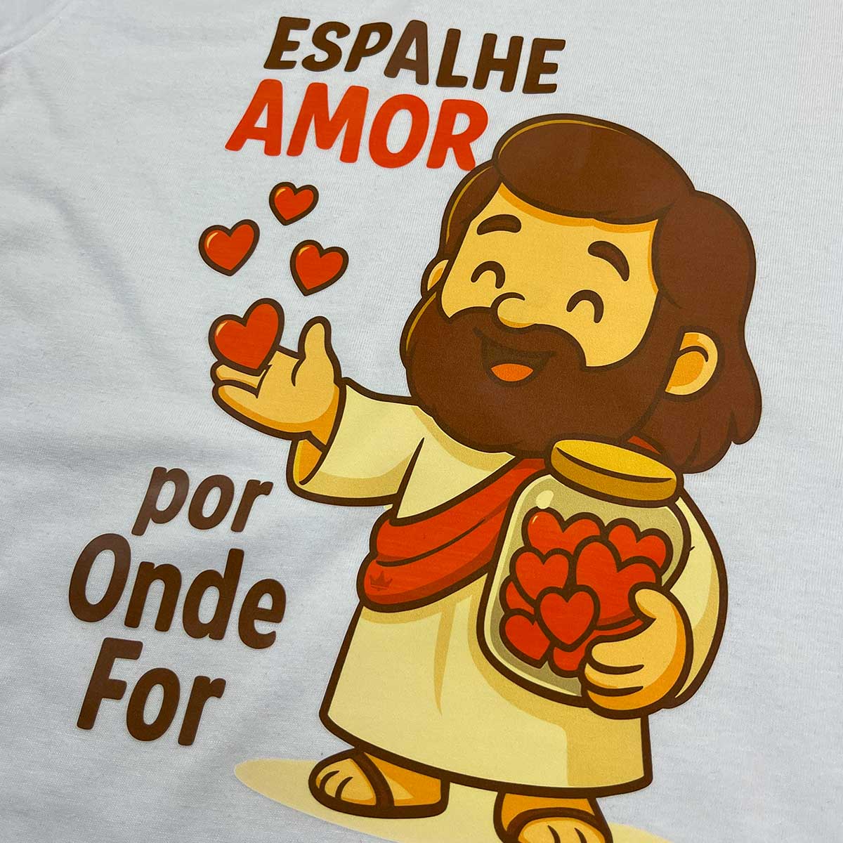 T-Shirt Infantil Branca Espalhe Amor Por Onde For