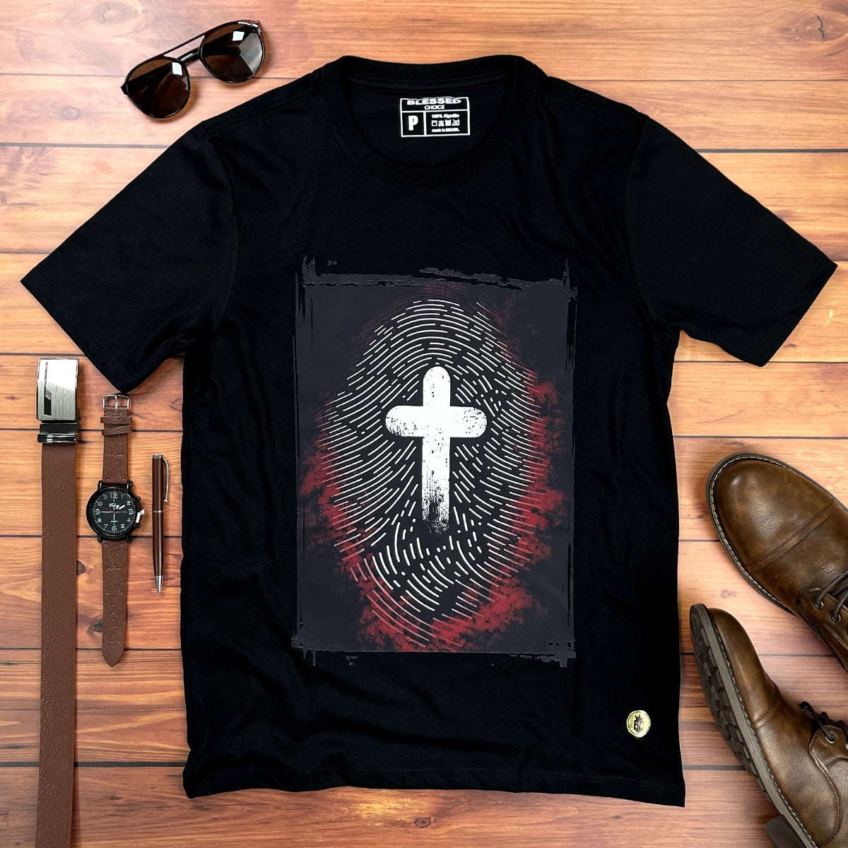 Camiseta Masculina Preta Digital Cruz