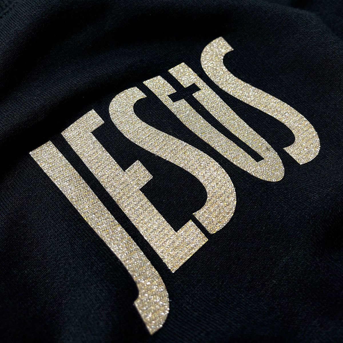 Moletom Preto Jesus Cruz Glitter