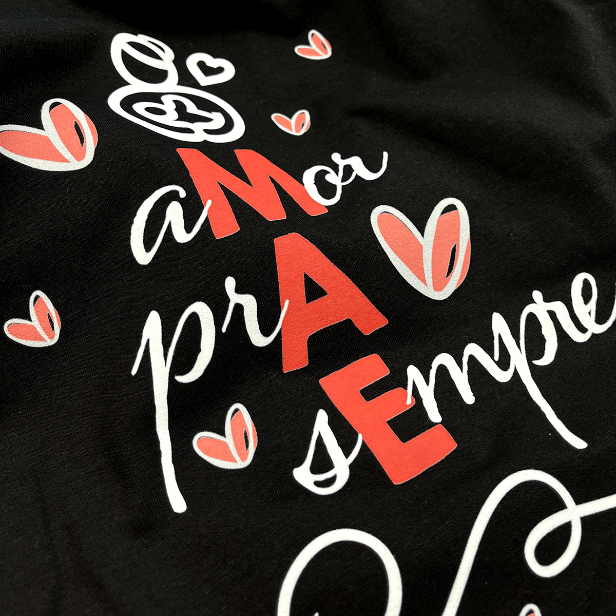 Camiseta Feminina Preta Mãe Amor Pra Sempre