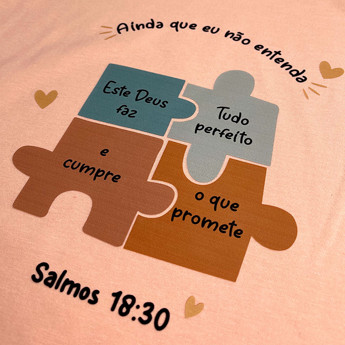 T-Shirt Infantil Salmão Quebra-Cabeça Ainda Que Eu Não Entenda