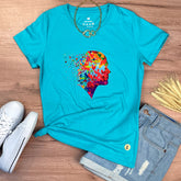 Camiseta Feminina Turquesa Coração Pensamento