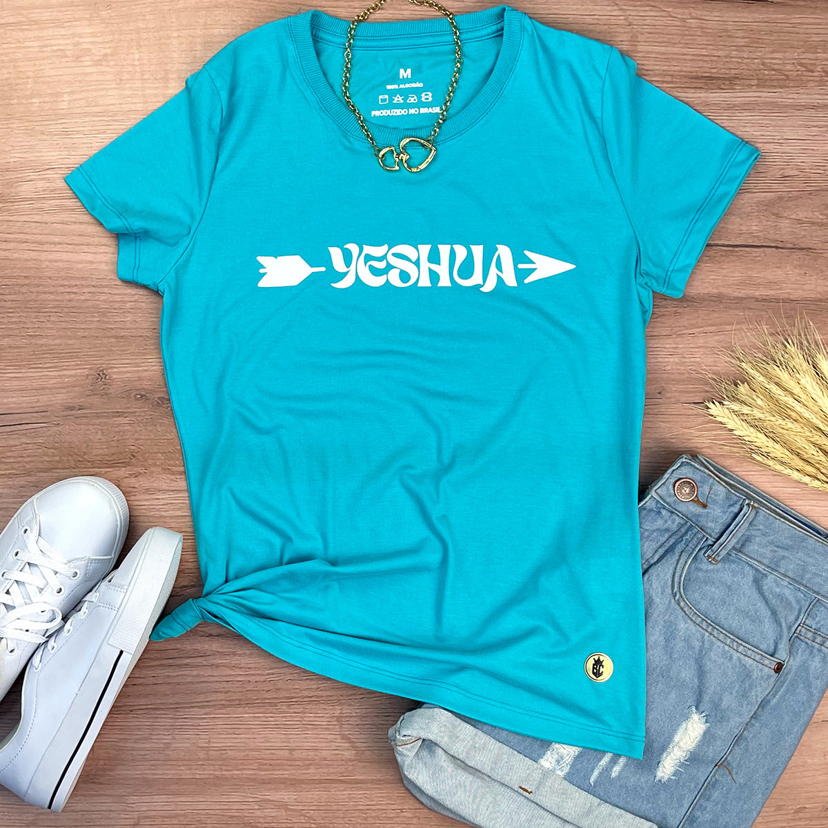 Camiseta Feminina Turquesa Yeshua Flecha