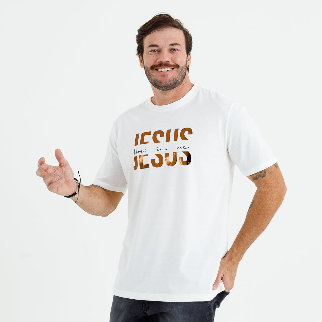 Camiseta Masculina Off White Jesus Lives In Me