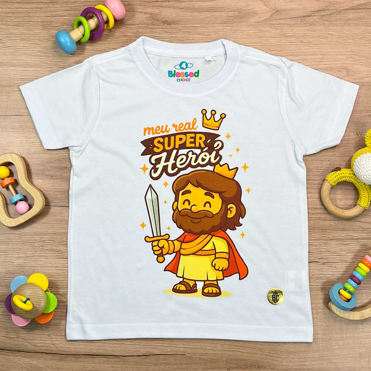T-Shirt Infantil Branca Meu Real Super Herói