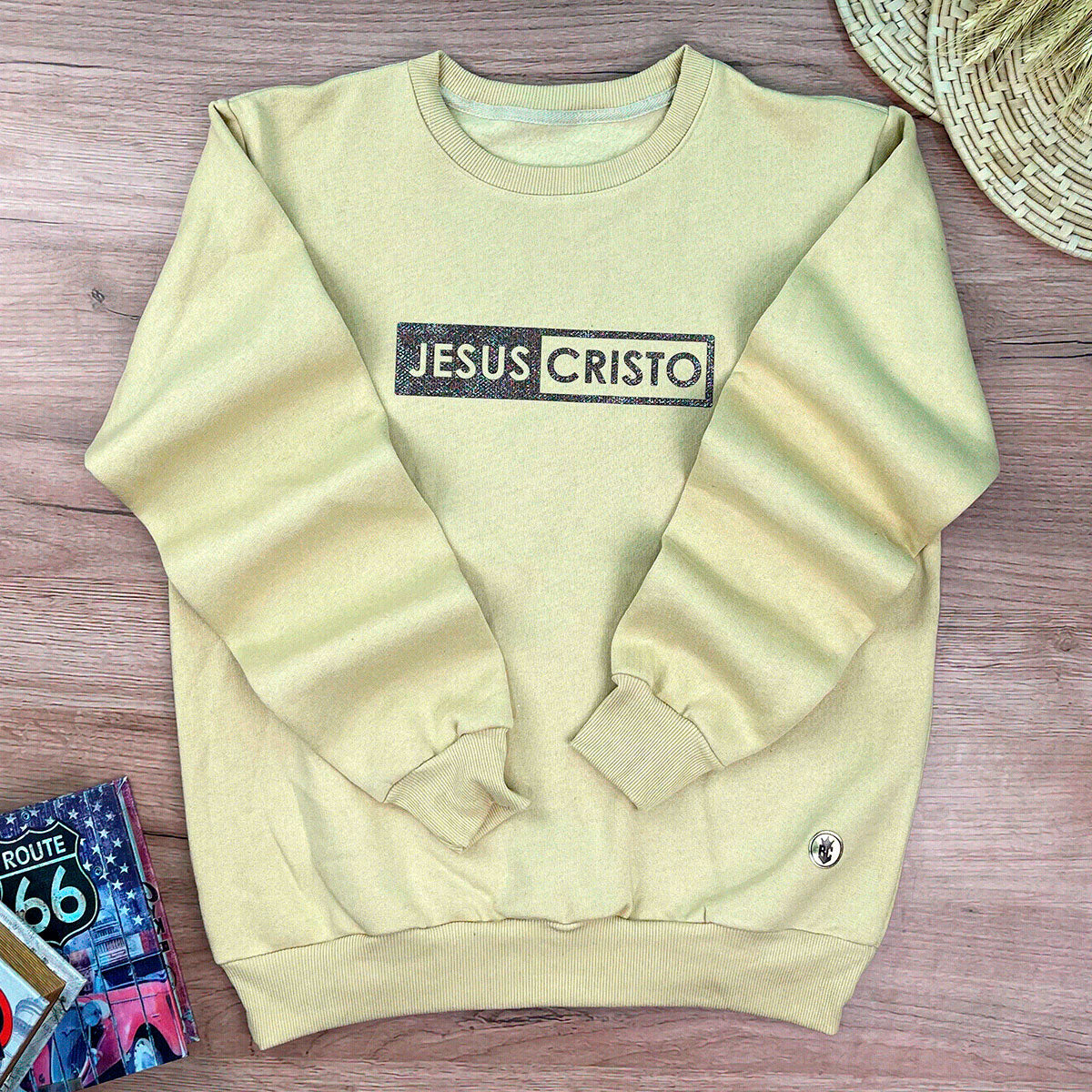 Moletom Caqui Jesus Cristo Glitter