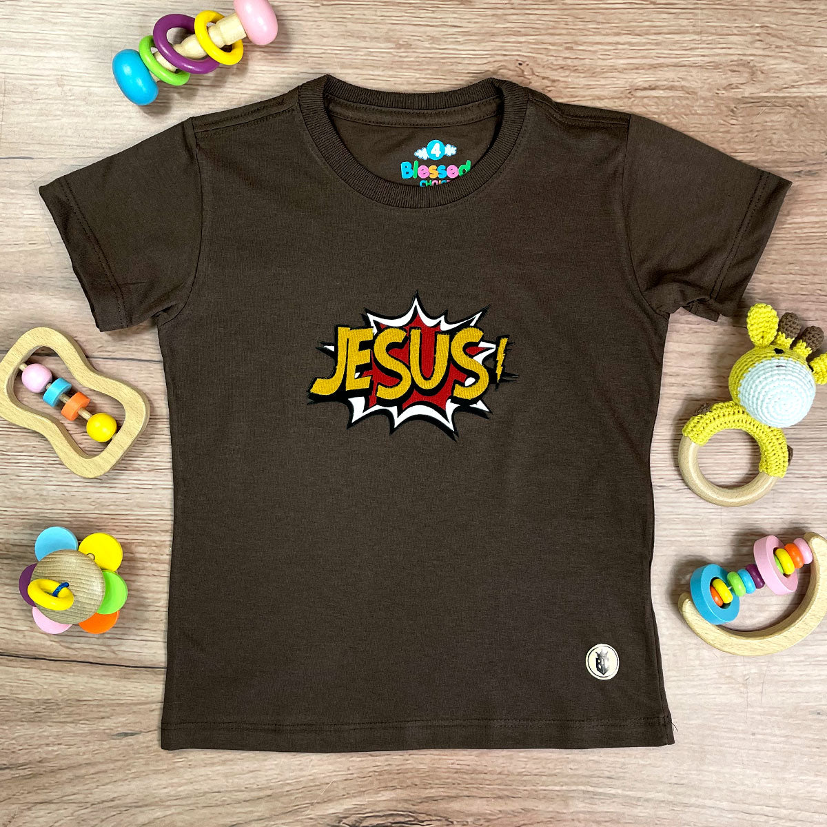 T-Shirt Infantil Marrom Boom Jesus