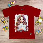 T-Shirt Infantil Vermelha Garota Bíblia Branca