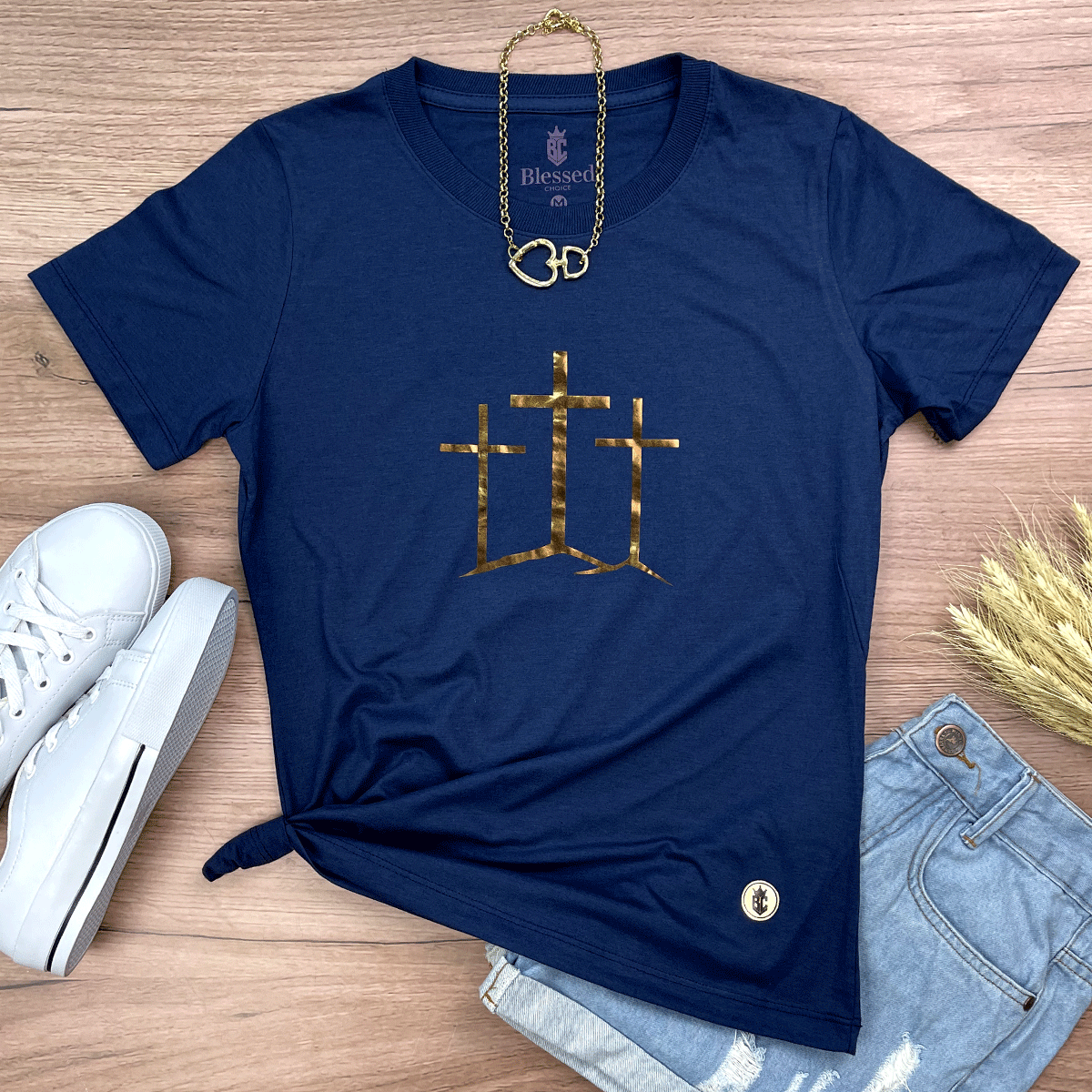 Camiseta Feminina Azul Calvário