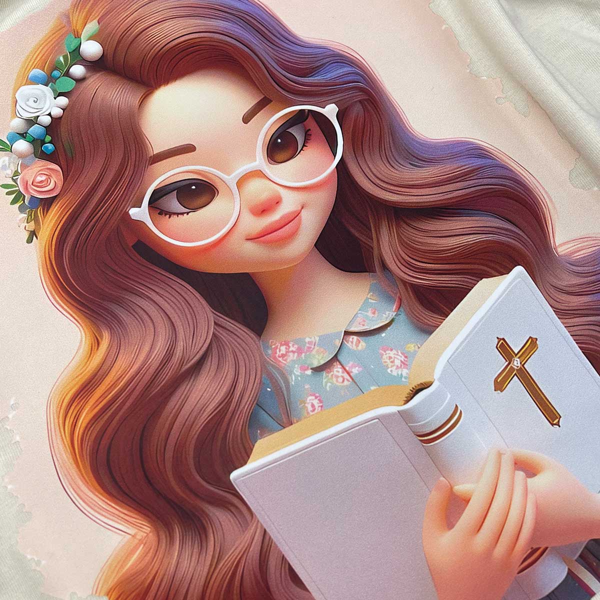 T-Shirt Infantil Off White Garota Bíblia Branca