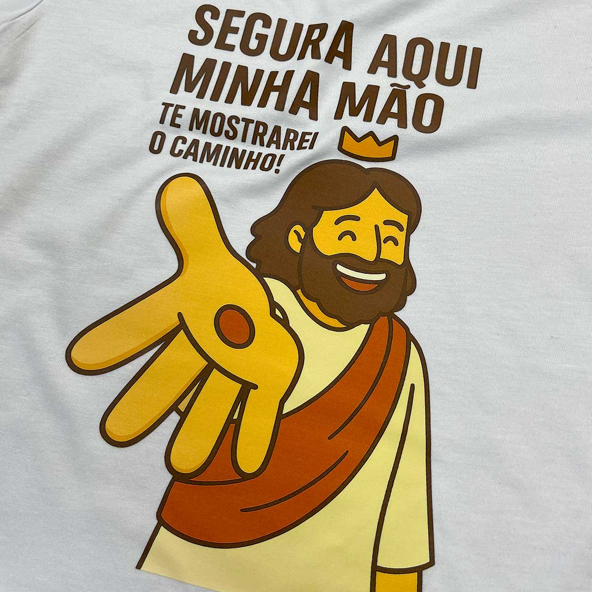 T-Shirt Infantil Branca Segura Aqui Minha Mão
