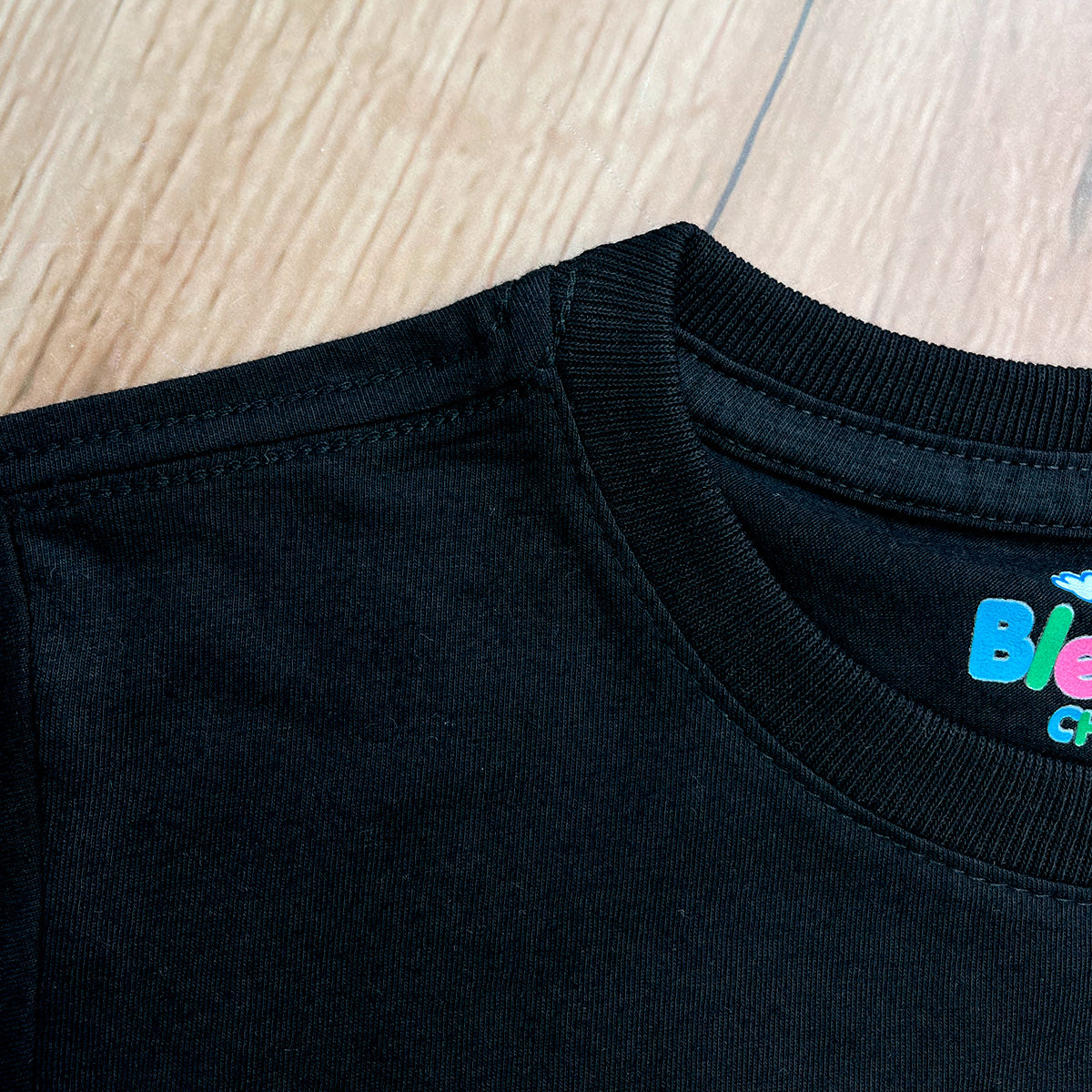 T-Shirt Infantil Preta Aplique Kids For Christ