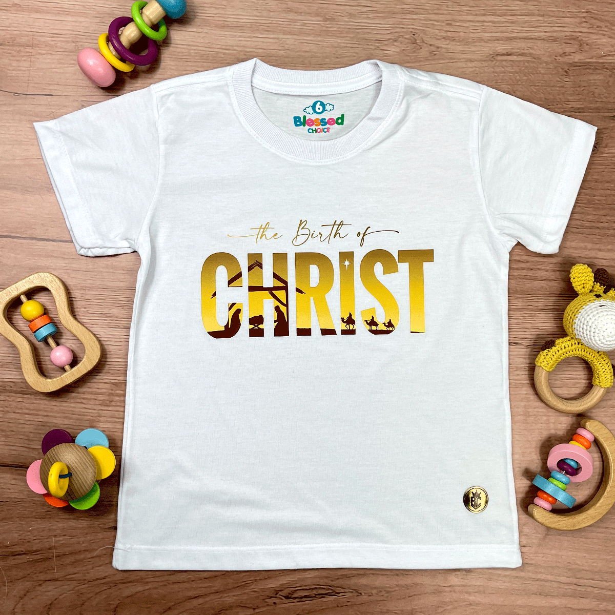 T-Shirt Infantil Branca The Birth Of Christ