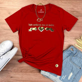 Camiseta Feminina Vermelha Toda Mudança Vem De Dentro Dourado