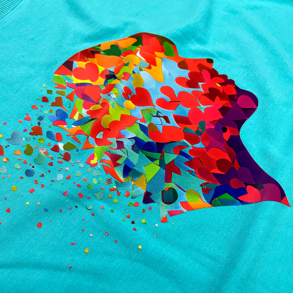 Camiseta Feminina Turquesa Coração Pensamento