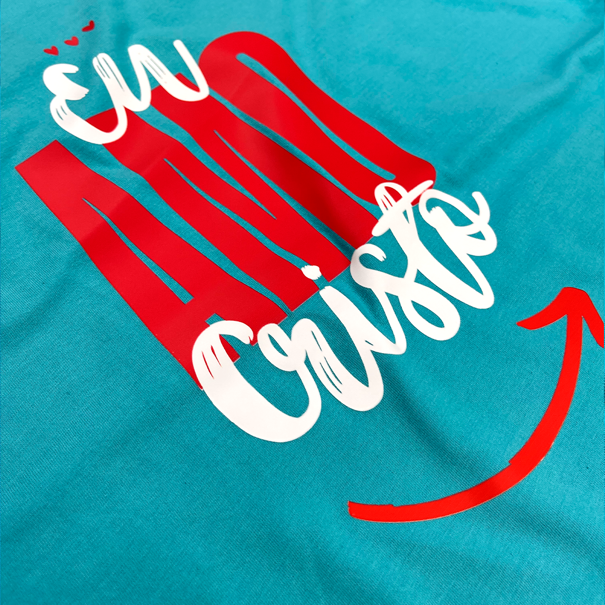 Camiseta Feminina Turquesa Eu Amo Cristo