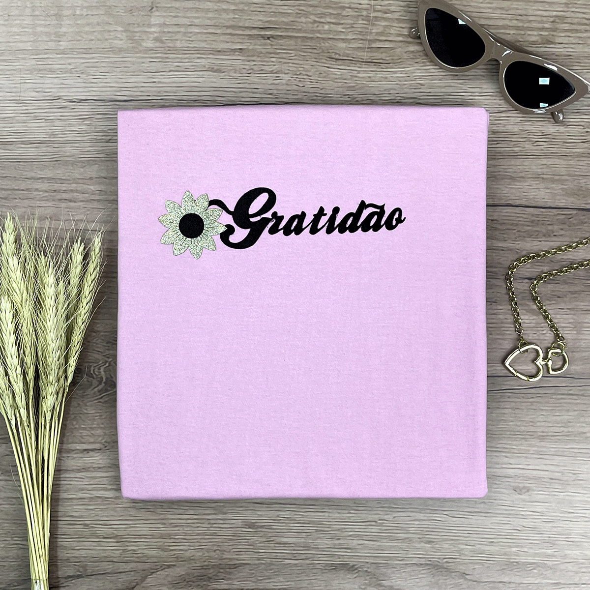 Camiseta Feminina Rosa Girassol Gratidão