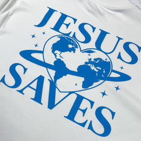Oversized Off White Full Coração Jesus Saves