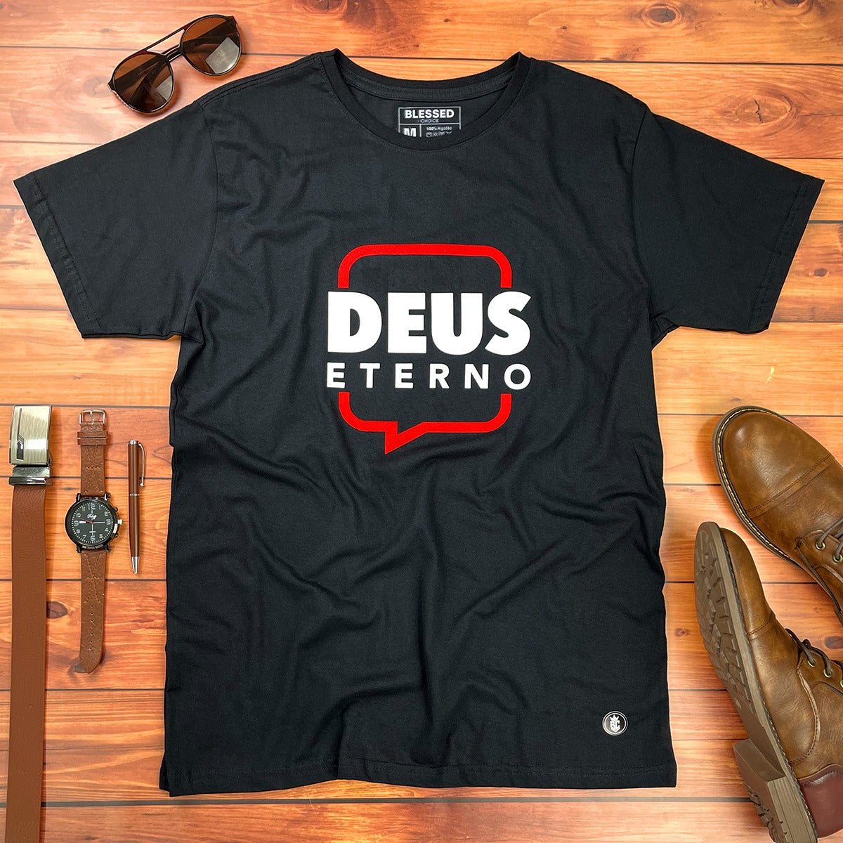 Camiseta Masculina Preta Deus Eterno