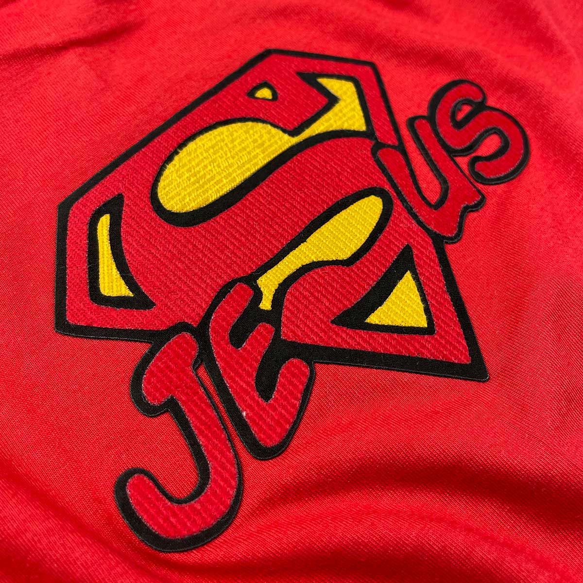 T-Shirt Infantil Vermelha Jesus Superman