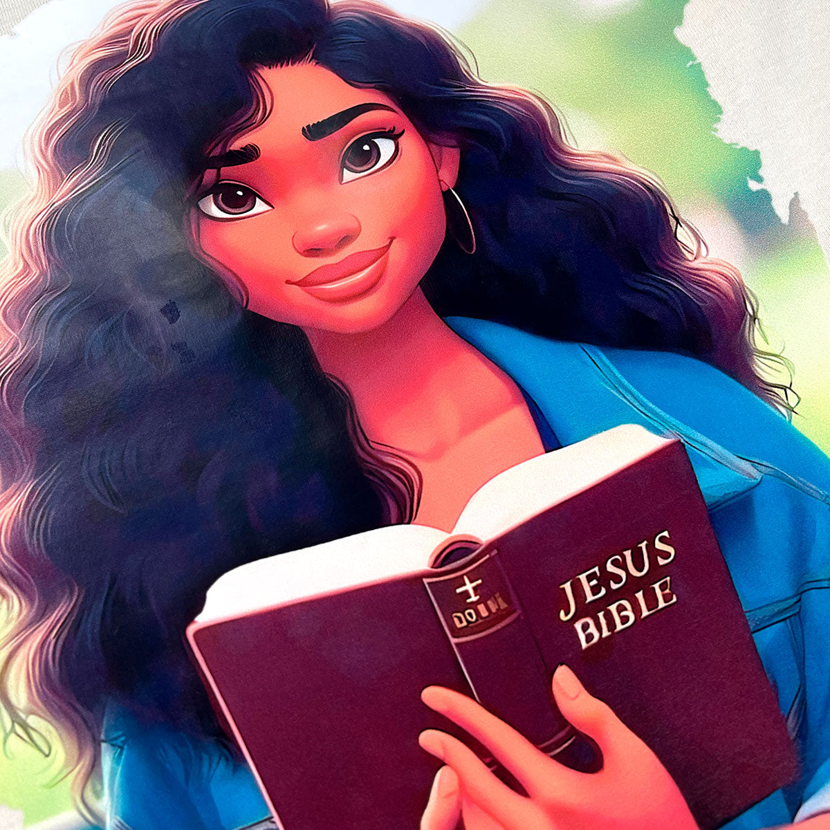 T-Shirt Infantil Branca Garota Bíblia Vinho