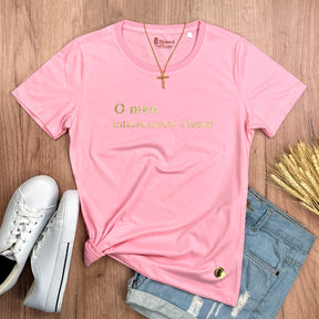 Camiseta Feminina Rosa O Meu Influenciador É Jesus!