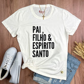 Camiseta Feminina Off White Pai, Filho & Espírito Santo