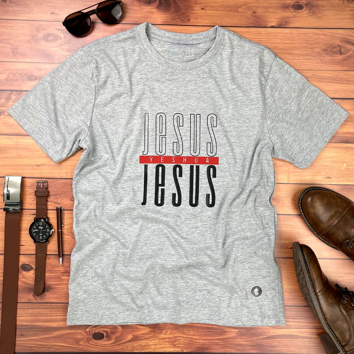 Camiseta Masculina Cinza Jesus Yeshua