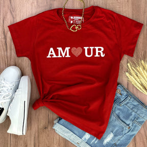 Camiseta Feminina Vermelha Amour