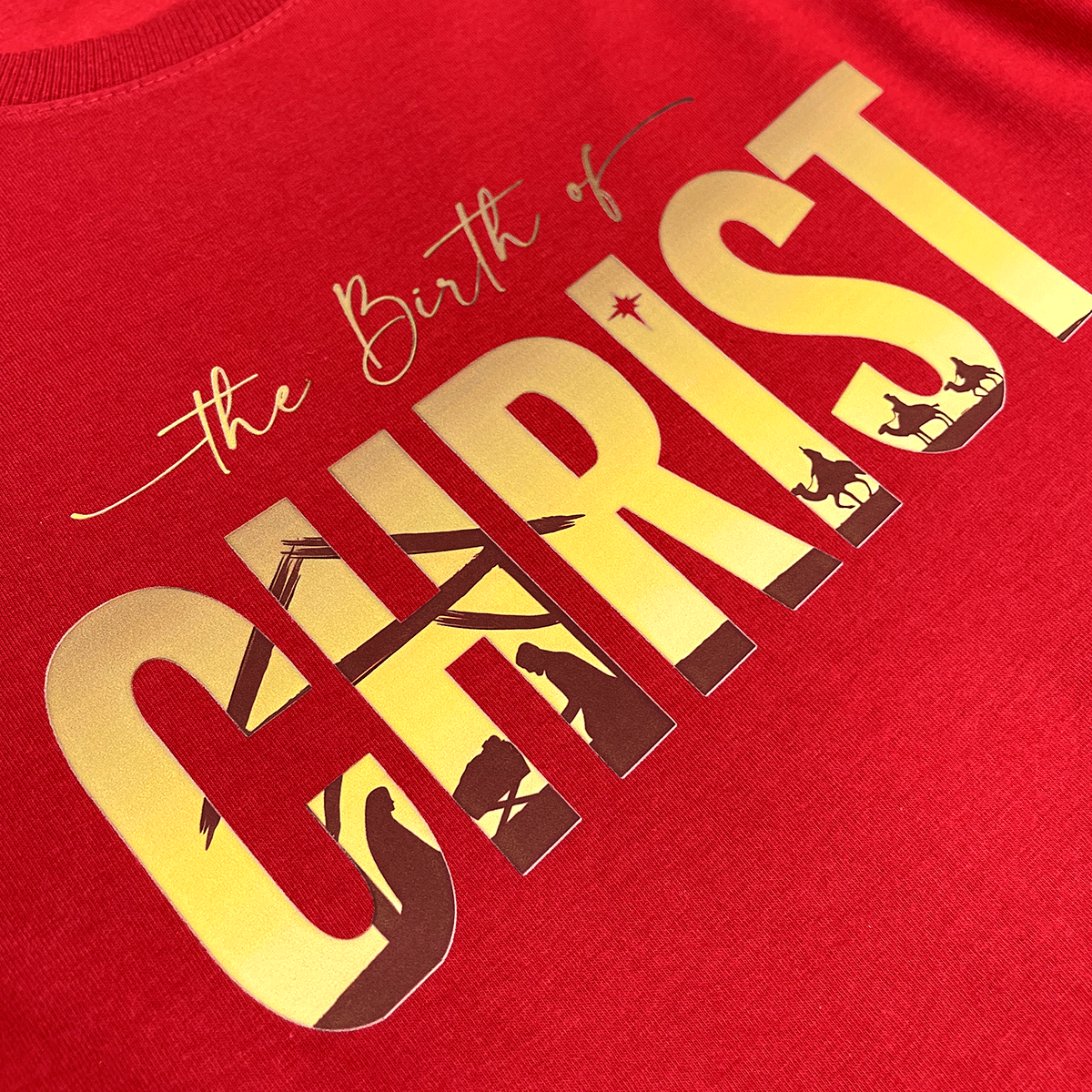 Camiseta Feminina Vermelha The Birth Of Christ