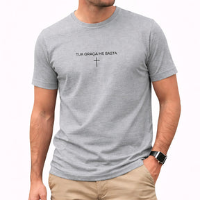 Camiseta Masculina Cinza Tua Graça Me Basta