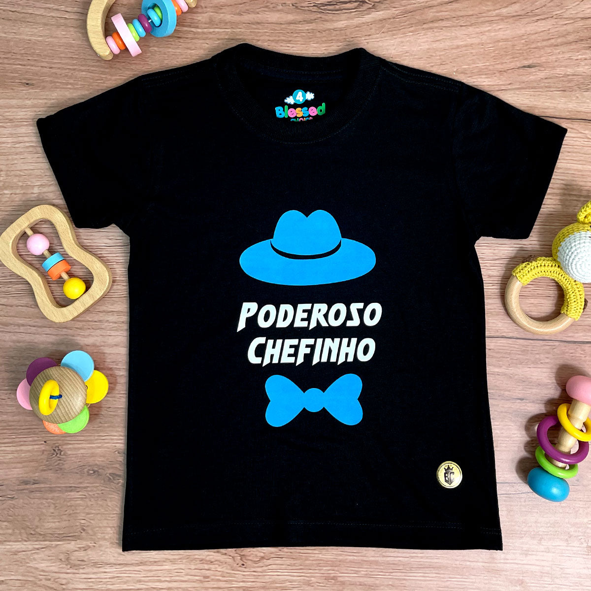 T-Shirt Infantil Preta Poderoso Chefinho