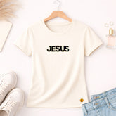 Camiseta Feminina Off White Jesus Aplique Camaleão