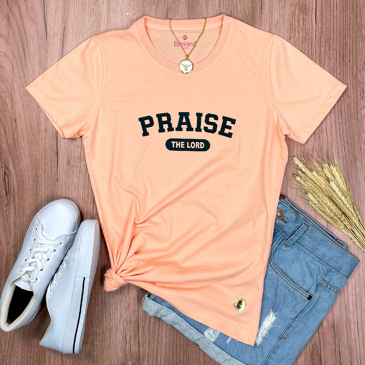 Camiseta Feminina Salmão Praise The Lord