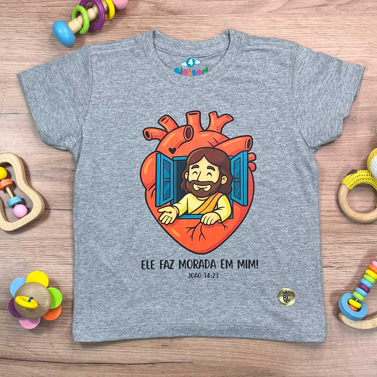 T-Shirt Infantil Cinza Ele Faz Morada Em Mim!
