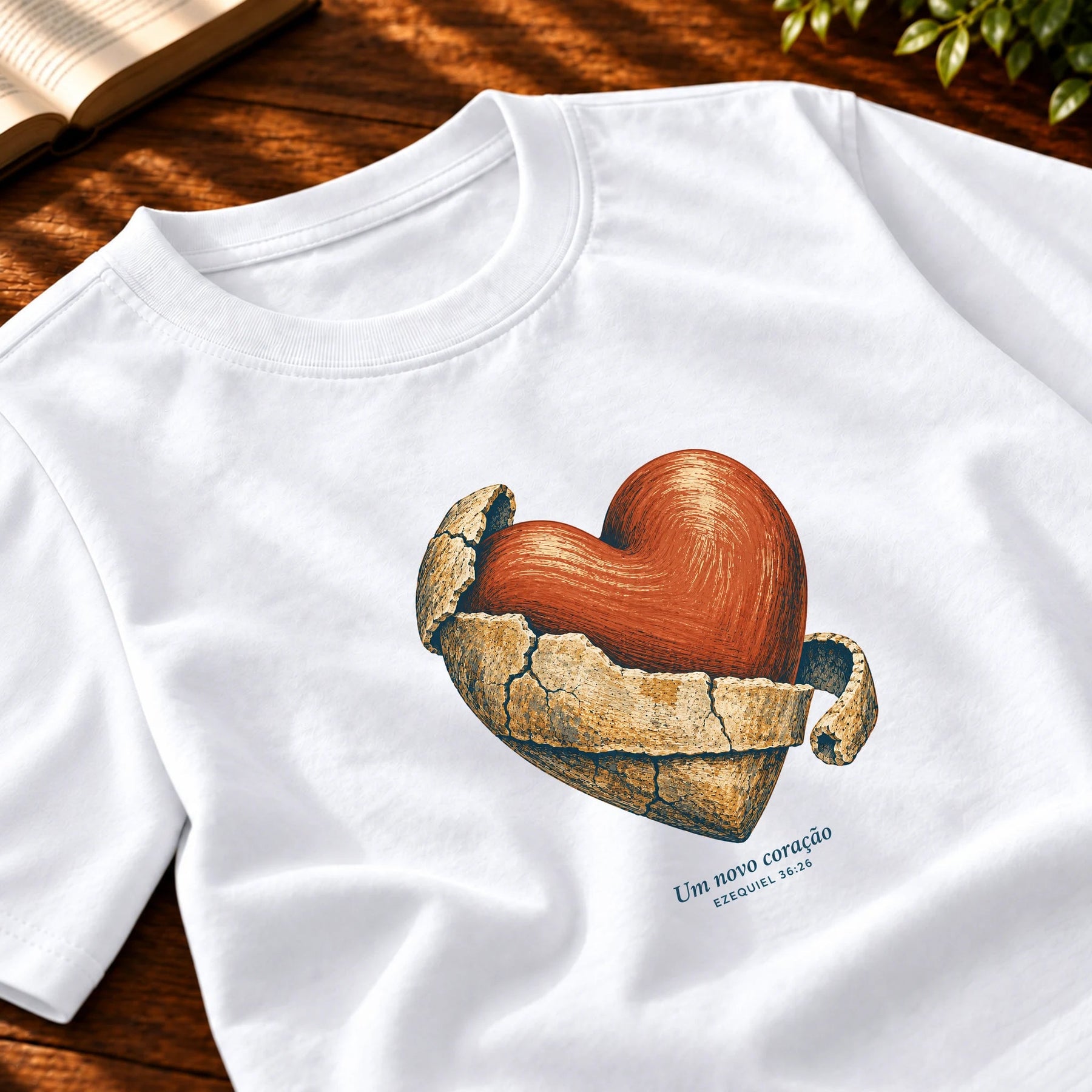 Camiseta Masculina Branca Um novo coração