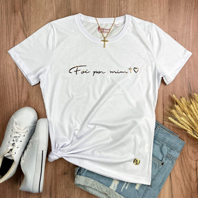 Camiseta Feminina Branca Foi Por Mim Cruz Coração